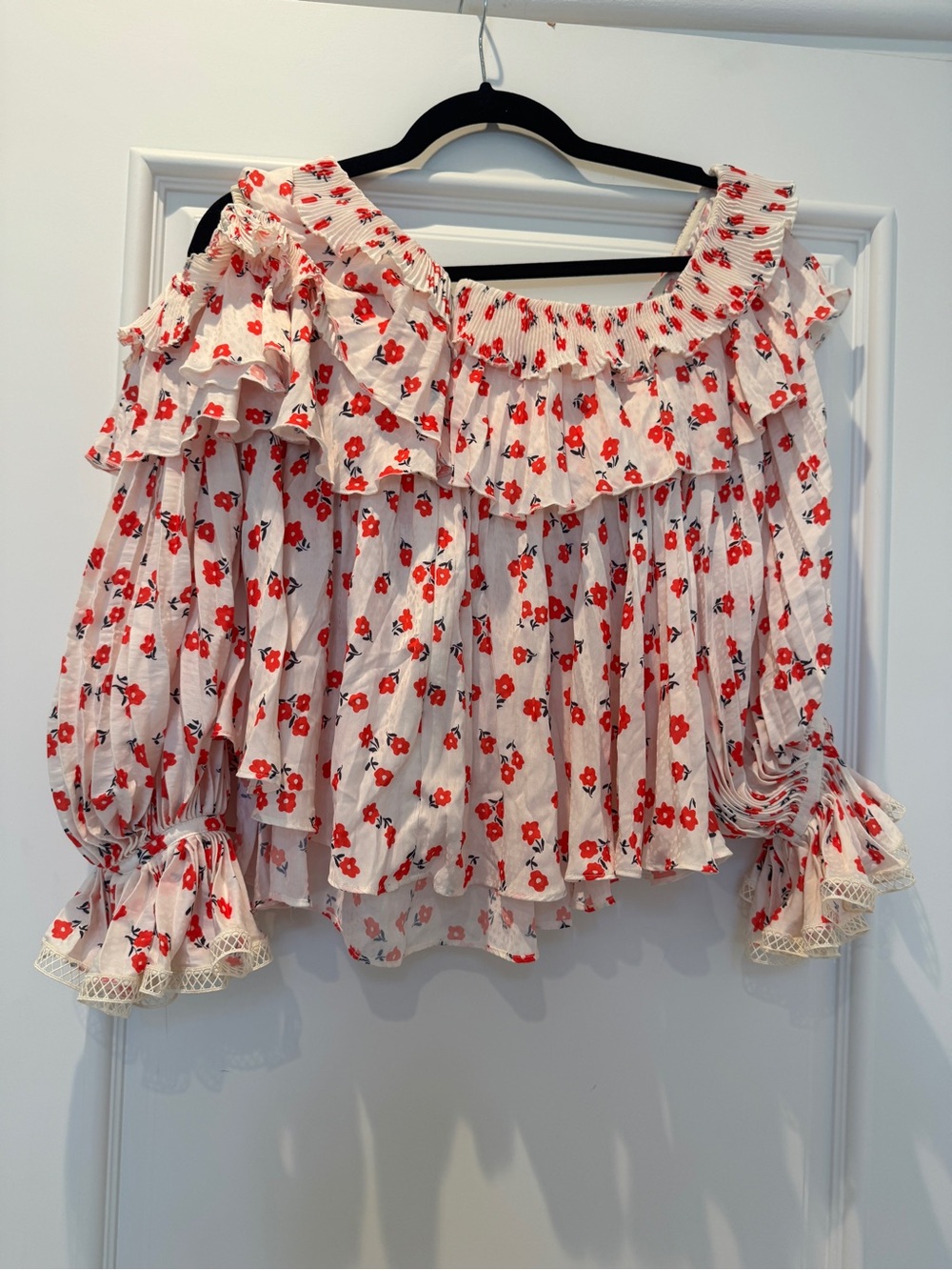 Self Portrait Printed Floral One Shoulder Top - Picture 4 of 8